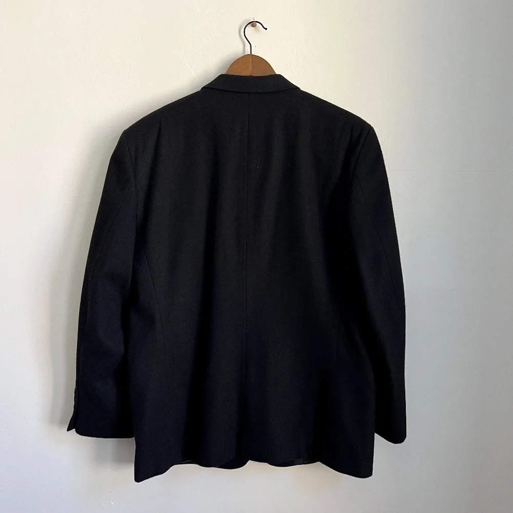 Oscar de La Renta Men Wool and‎ Cashmere Classic Black Blazer Suit Jacket 44R